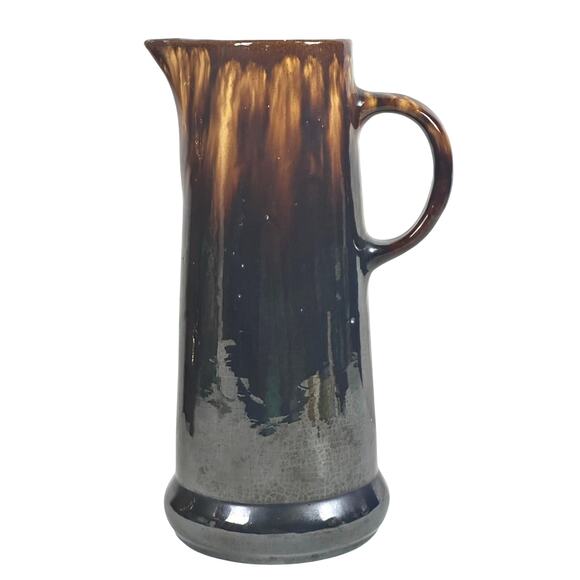 Antique Bennington Rockingham Tall Earthenware Pottery Pitcher-Excellent! - Picture 3 of 11